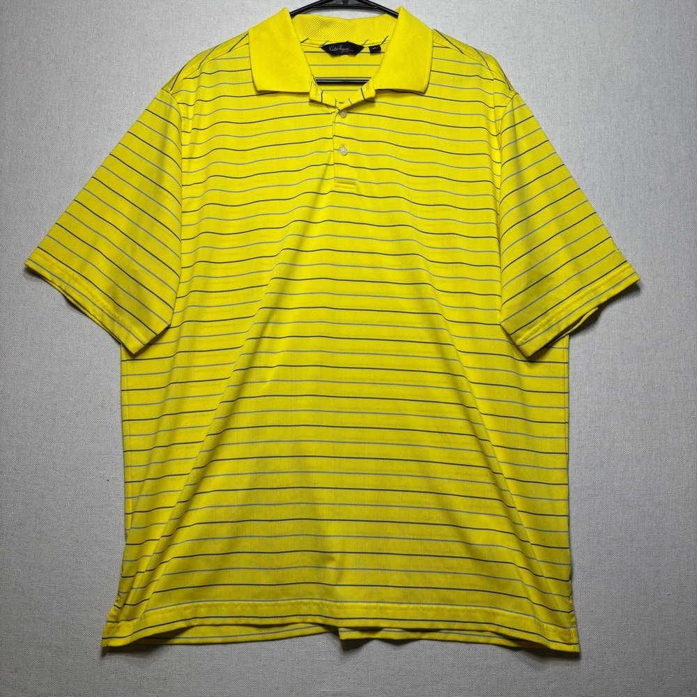 Walter Hagen Essentials Golf‎ Polo Shirt Mens XL Yellow Stripe Short Sleeve